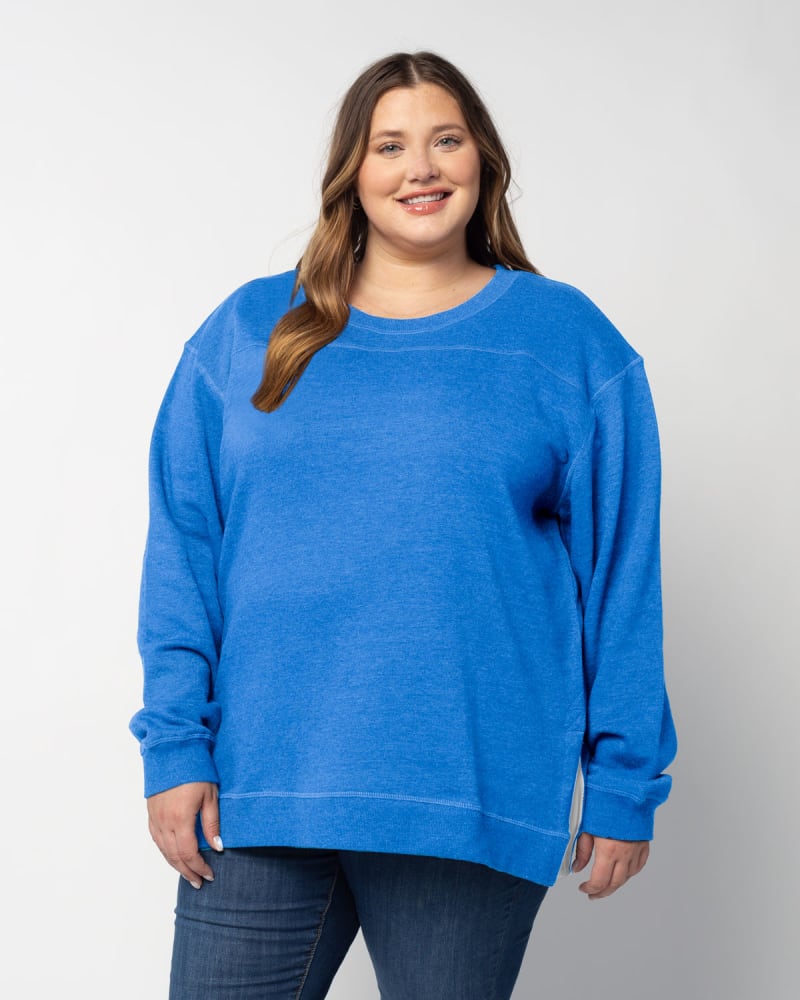 Front of a model wearing a size 3X Back To Basics Tunic in Royal by chicka-d. | dia_product_style_image_id:289508